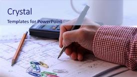  Presentation with civil engineer - Audience pleasing PPT theme consisting of engineer civil - working on a house blueprint backdrop and a sky blue colored foreground
