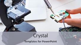  Presentation with broken relationship fixing a concept - Audience pleasing PPT layouts consisting of engineer fixing broken computer hard backdrop and a light gray colored foreground