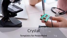  Presentation with computer - Audience pleasing slide set consisting of engineer fixing broken computer hard backdrop and a light gray colored foreground