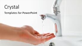  Presentation with water flow - Amazing PPT theme having engineer flow - hand under faucet with water backdrop and a white colored foreground