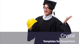  Presentation with university of derby - Theme having engineer graduation - young handsome man graduating background and a  colored foreground