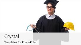  Presentation with nyu university - Slide set with engineer graduation - young handsome man graduating background and a  colored foreground