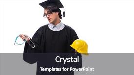  Presentation with cooperative university - Colorful slide set enhanced with engineer graduation - young handsome man graduating backdrop and a  colored foreground
