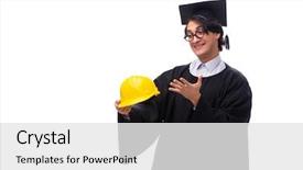 Presentation with chandigarh university - Slide deck consisting of engineer graduation - young handsome man graduating background and a  colored foreground