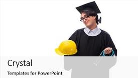  Presentation with university - Beautiful theme featuring engineer graduation - young handsome man graduating backdrop and a  colored foreground
