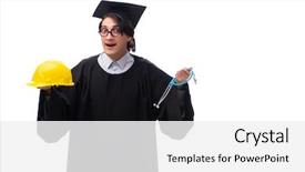  Presentation with university - Beautiful PPT theme featuring engineer graduation - young handsome man graduating backdrop and a white colored foreground