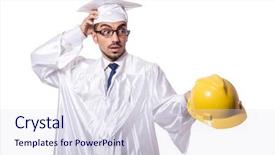  Presentation with young college student diagnosis of chlamydia - Slide deck consisting of engineer graduation - young student isolated background and a sky blue colored foreground