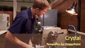  Presentation with milling machine - Colorful presentation theme enhanced with engineer in factory using mill backdrop and a tawny brown colored foreground