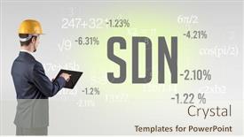  Presentation with hat - Presentation having engineer-in-hard-hat background and a sky blue colored foreground