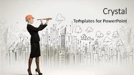  Presentation with woman engineer - PPT layouts with stack of books lilacs and cup of tea in the garden background and a coral colored foreground