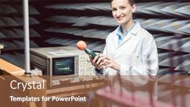  Presentation with test engineer - PPT layouts with engineer-in-high-frequency-electronics background and a tawny brown colored foreground