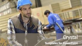  Presentation with metallurgical - PPT layouts with engineer in metallurgical factory using background and a gray colored foreground