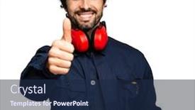  Presentation with giving - Audience pleasing slide deck consisting of engineer-isolated-on-white-giving backdrop and a navy blue colored foreground