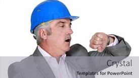  Presentation with time - Presentation design having engineer-looking-at-the-time background and a light gray colored foreground