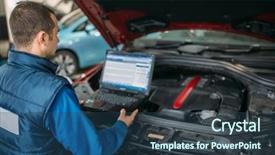  Presentation with car engine - Audience pleasing PPT layouts consisting of engineer makes computer diagnostics backdrop and a ocean colored foreground