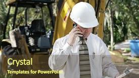  Presentation with construction site construction - Cool new slide deck with engineer on a construction site backdrop and a tawny brown colored foreground