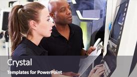  Presentation with cnc - Theme enhanced with engineer on cnc machine background and a dark gray colored foreground