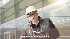  Presentation with digital project - PPT theme featuring engineer on site checking project background and a  colored foreground