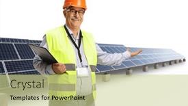  Presentation with solar farm - Slides consisting of engineer-presenting-a-solar-farm background and a soft green colored foreground