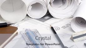  Presentation with tools - Presentation theme with engineer-s-work-table background and a light blue colored foreground