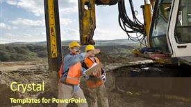  Presentation with foundation drilling - Beautiful slide deck featuring engineer shows drilling pile foundation backdrop and a tawny brown colored foreground