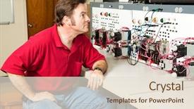  Presentation with motor control - Presentation theme having engineer sitting at an electrical background and a lemonade colored foreground