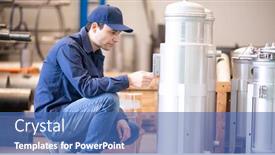  Presentation with factory - PPT theme enhanced with engineer-supervisor-checking-a-vessel background and a ocean colored foreground