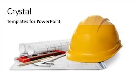  Presentation with engineering desk of civil engineer - Slide deck enhanced with engineer supplies on white background background and a white colored foreground