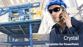  Presentation with phone - Slide deck having engineer talking on the phone background and a  colored foreground