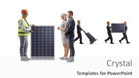  Presentation with woman engineer - Slide set with engineer-talking-to-a-young background and a white colored foreground