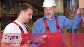  Presentation with employee training - Amazing presentation having engineer training a newly hire backdrop and a red colored foreground
