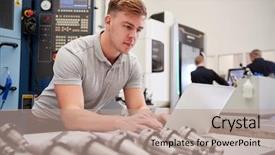  Presentation with cad - Colorful presentation theme enhanced with engineer using cad programming software backdrop and a coral colored foreground