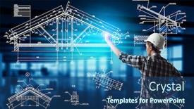  Presentation with woman engineer - Colorful presentation theme enhanced with engineer-woman-draw-layout-mixed backdrop and a ocean colored foreground