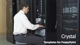  Presentation with server room - PPT theme enhanced with close up dry straw texture in garden background and a coral colored foreground