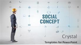  Presentation with social engineer - Presentation design consisting of engineer-working-on-a-new background and a sky blue colored foreground