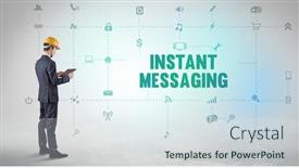  Presentation with instant messaging - PPT layouts with engineer-working-on-a-new background and a sky blue colored foreground