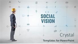  Presentation with social engineer - Presentation design consisting of engineer-working-on-a-new background and a sky blue colored foreground