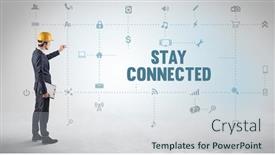  Presentation with social engineer - Presentation design consisting of engineer-working-on-a-new background and a sky blue colored foreground