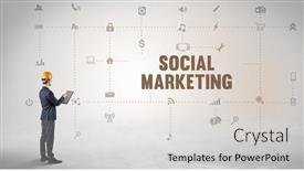  Presentation with social engineer - Presentation design featuring engineer-working-on-a-new background and a light gray colored foreground