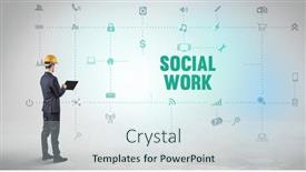  Presentation with social engineer - PPT layouts consisting of engineer-working-on-a-new background and a sky blue colored foreground