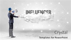  Presentation with influencer - Presentation theme consisting of engineer-working-on-a-social background and a light gray colored foreground