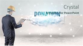  Presentation with social engineer - Beautiful presentation design featuring engineer-working-on-a-social backdrop and a sky blue colored foreground