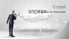  Presentation with society - Slide deck enhanced with engineer-working-on-a-social background and a white colored foreground