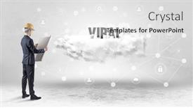  Presentation with viral - Colorful PPT layouts enhanced with engineer-working-on-a-social backdrop and a white colored foreground