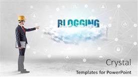  Presentation with social engineer - Slide set with engineer-working-on-a-social background and a light gray colored foreground