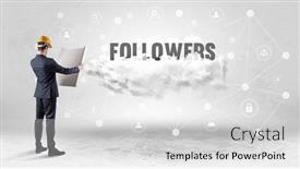  Presentation with social engineer - Presentation featuring engineer-working-on-a-social background and a light gray colored foreground