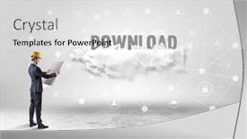  Presentation with social engineer - PPT theme with engineer-working-on-a-social background and a light gray colored foreground