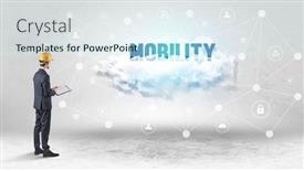  Presentation with social engineer - PPT theme featuring engineer-working-on-a-social background and a cool aqua colored foreground