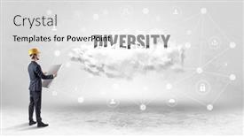  Presentation with social engineer - PPT theme consisting of engineer-working-on-a-social background and a light gray colored foreground