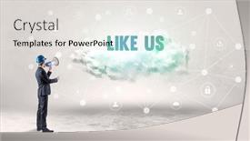  Presentation with social engineer - PPT theme with engineer-working-on-a-social background and a sky blue colored foreground